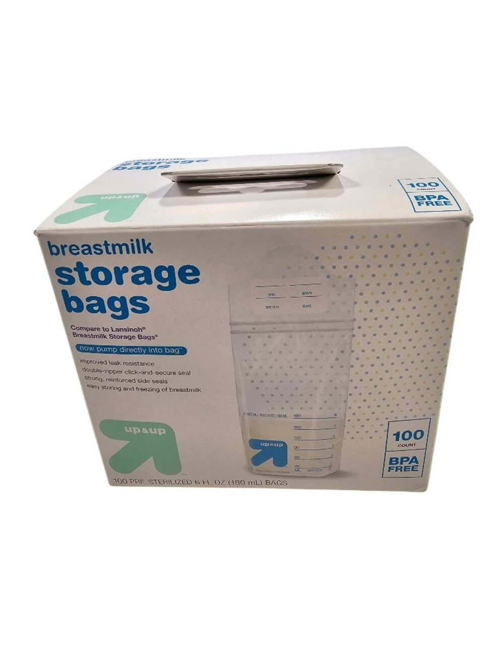 Up & Up 6oz Breastmilk Storage Bags 100 Count Pre-Sterilized w/ Double-Zipper